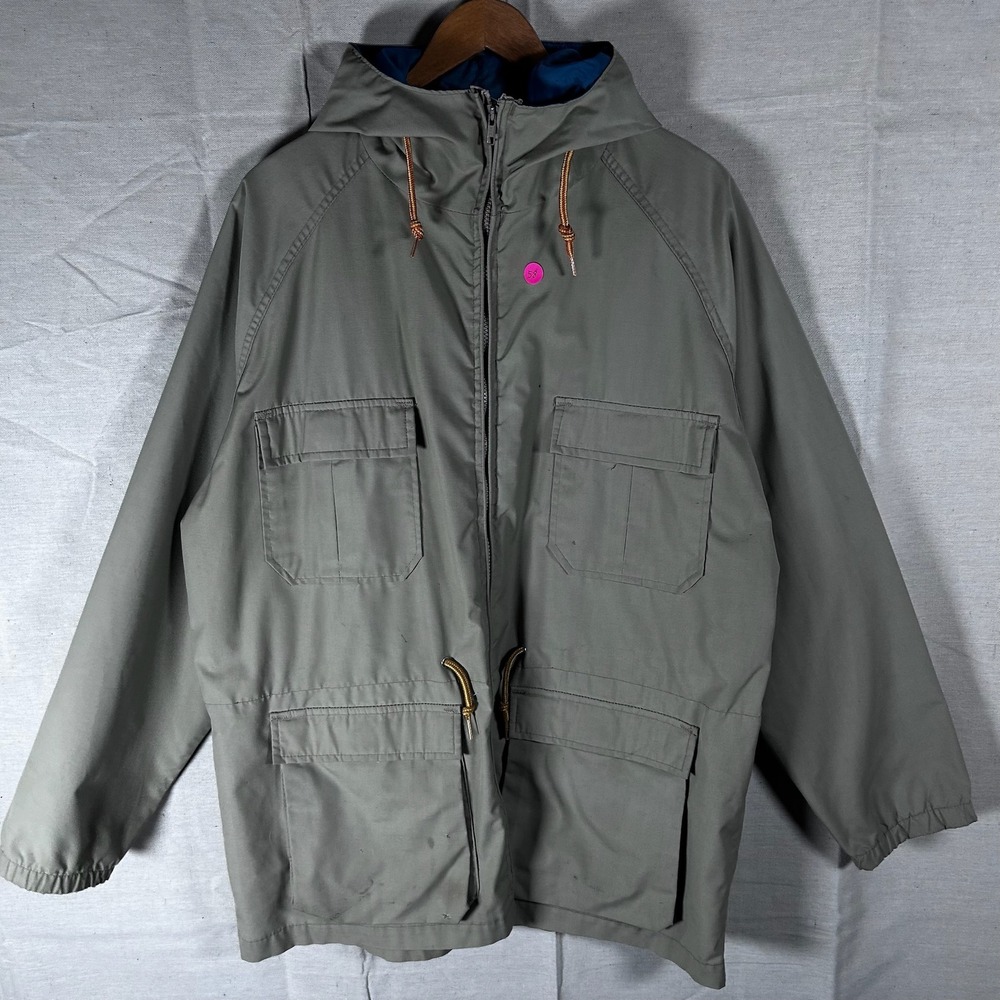 Vintage Woolridge Hooded Field Utility Hiking Jacket Men XL Sage Green Rain Coat